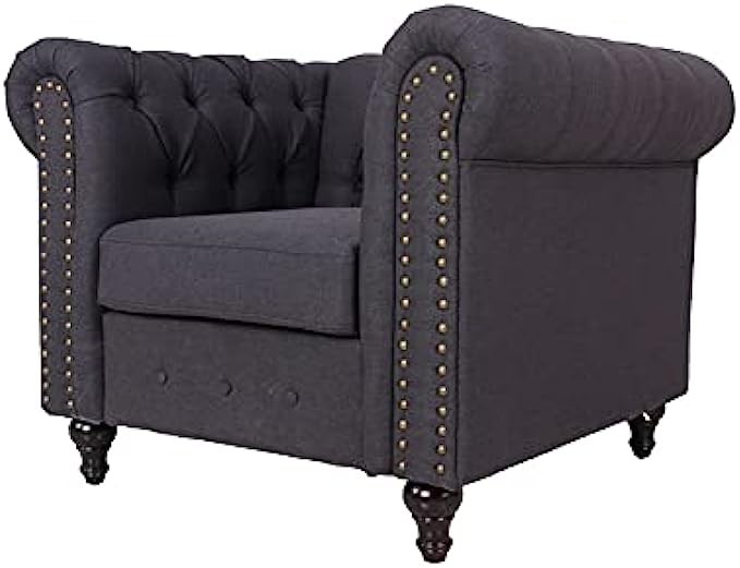 Kingway Furniture Jazz Living Microfiber Living Room Chair in Dark Gray