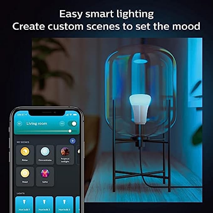 Philips Hue White and Color Ambiance A19 E26 LED Smart Bulb, Bluetooth & Zigbee Compatible (Hue Hub Optional), Works with Alexa & Google Assistant – A Certified for Humans Device (562785),3 Pack