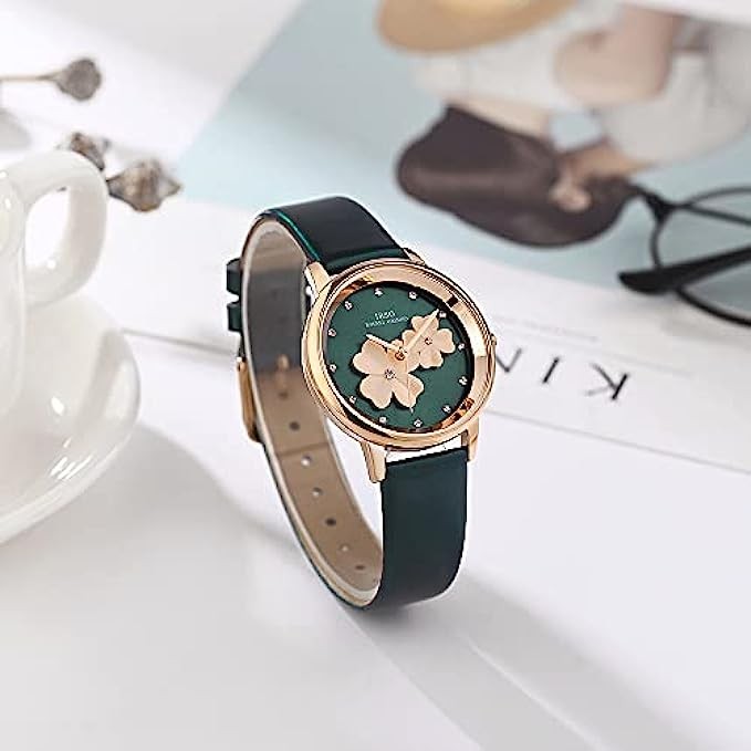 IBSO Watches for Women 4 Leaf Clover with 3D Design Dial Elegant Waterproof Quartz Wristwatch Montre Femme a Nice Gift