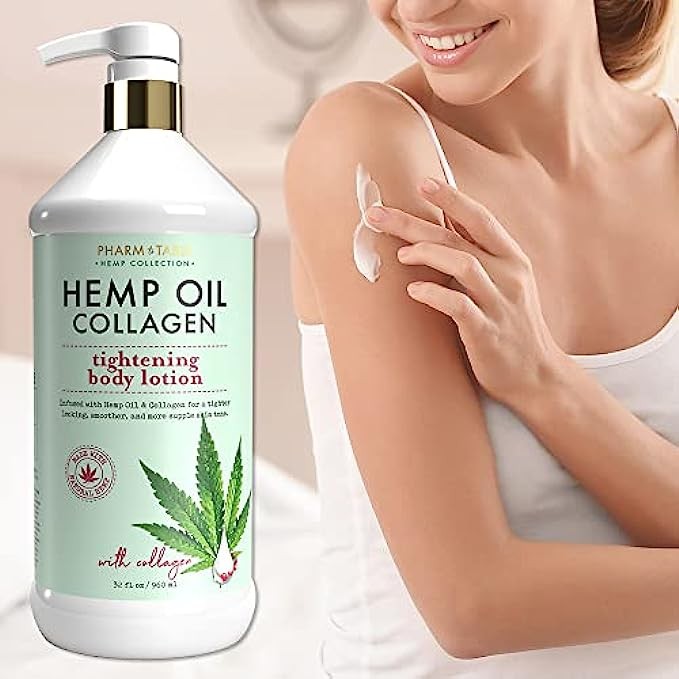 Pharm To Table Hemp Oil and Collagen Body Lotion, Helps Hydrate and Nourish Dry Skin, Locks in Moisture, Collagen Based Body Lotion, 32oz / 960ml